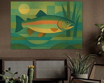 A geometric illustration of a rainbow trout . by Gallery Hoppenbrouwers