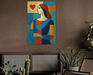 Geometrisches Bild der Herzkönigin. von Galerie Hoppenbrouwers