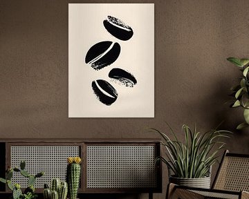 Falling coffee beans in brush style