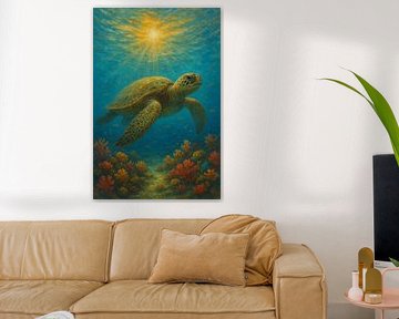 Peinture de tortue de mer. sur Galerie Hoppenbrouwers