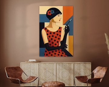 Illustration d'une femme vintage de style Bauhaus. sur Galerie Hoppenbrouwers