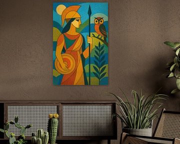 Illustration géométrique de la déesse Athéna. sur Galerie Hoppenbrouwers