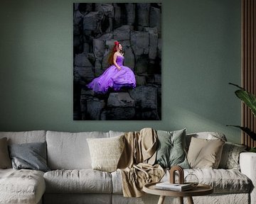 Femme en violet sur l'Islande sur Ger vd Broek natuurfotografie