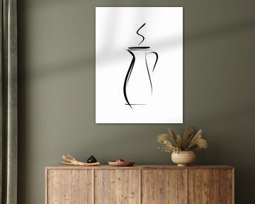 Minimalist coffee pot with steam