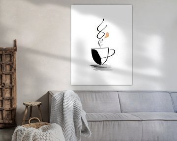 Minimalist coffee cup with aromatic steam
