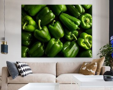 Crisp close-up of fresh green peppers