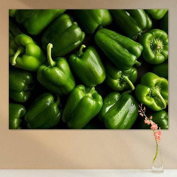 Poivrons verts frais en détail croquant