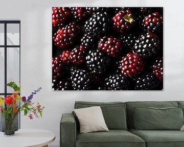 Juicy blackberries in deep dark red & black