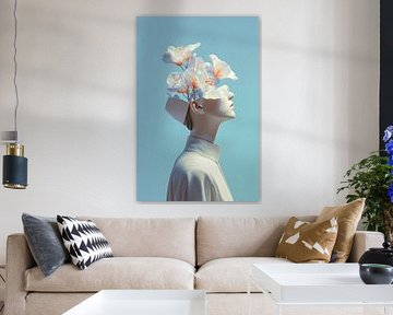Surrealistisches Porträt Frau mit Blumen
