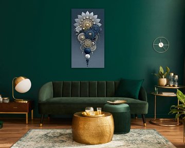 Middernacht Uurwerk Cascade - Industriële Neo Deco Kunst