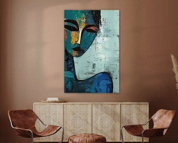 Abstract Woman | Minimalist Portrait with Colourful Faces by Eye catching paintings