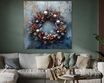 Kerst krans van Abstract Schilderij