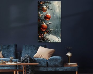 Red baubles branch by Abstract Painting