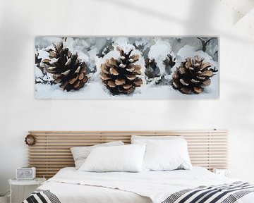 Neige sur les pommes de pin