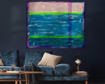 Kleurvlakken in abstractie blauw van Rietje Bulthuis