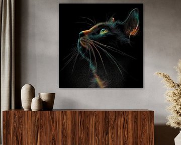 Kat hoofd neon portret