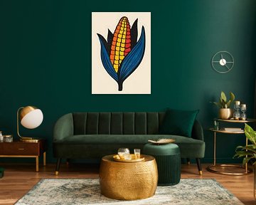 Corn on the cob in bright colours by drdigitaldesign
