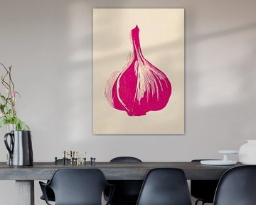 Stylised garlic motif in bright pink by drdigitaldesign