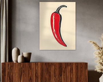 Rote Chilischote in reduzierter Grafik