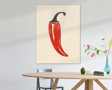 Rote Chilischote in reduzierter Grafik