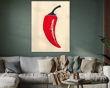 Rote Chilischote in reduzierter Grafik