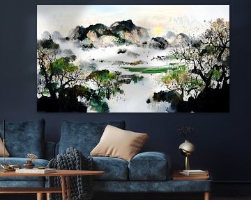 Nebelige Gebirgslandschaft