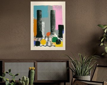 Colonnes abstraites sur surface en damier sur Niklas Maximilian