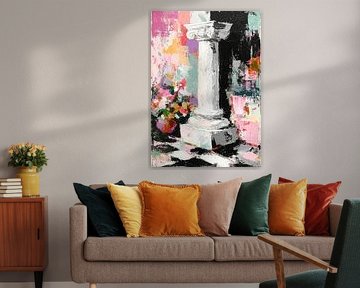 Witte zuil met bloemenaccent van Niklas Maximilian