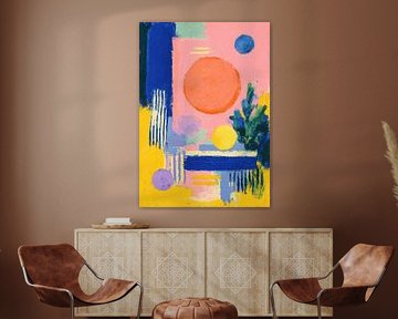 Abstracte compositie met oranje cirkel