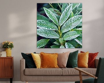 Winter ice drops on green foliage by Silva Wischeropp