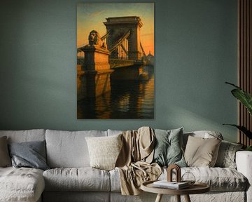 Boedapest Ochtend eenzaamheid: Pyloon Széchenyi Brug van Travel Shop