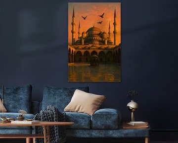 Istanbul Moskee Schemering: Minaretten en vogels in de schemering van Travel Shop