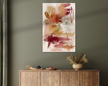 Peinture abstraite douce dans les tons de terre - Tranquillité organique pour la chambre à coucher ou le salon