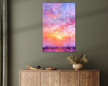 Mosaik-Sonnenuntergang-Glühen