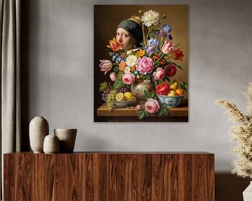 Stil Life with Girl with Pearl van J.O. Han