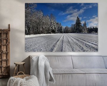 An icy road in winter by Claude Laprise