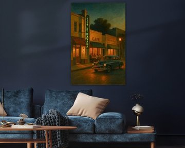 Little Havana Night: Classic Car and Cafe Lights by Travel Shop