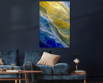 Abstract blue with yellow no 2 by Diana Mets