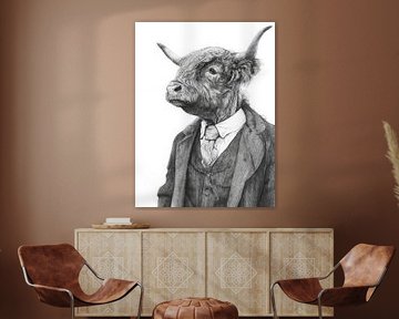 Schwarz-Weiß-Porträt eines schottischen Highlanders in klassischer Tracht mit zeitloser Eleganz