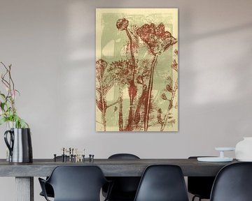 Art botanique minimaliste abstrait et vivant en pastels doux