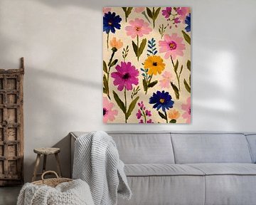 Feldblumen auf leichtem Segeltuch