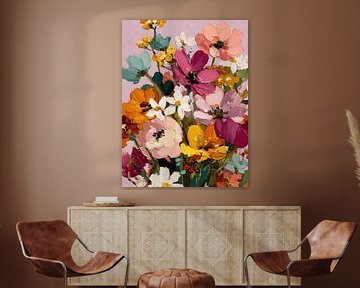 Warmer Blumenstrauß in erdigen Farbtönen