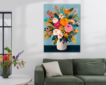 Cheerful Bouquet in White Vase by Gypsy Galleria