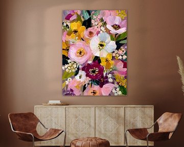 Blumenexplosion in sanften und hellen Farbtönen