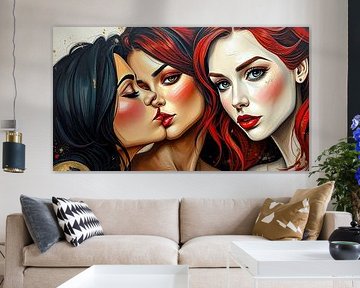 The kiss: Intimate closeness, passion and harmony in a three-way relationship between three women