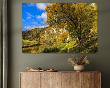 Wanderweg entlang der Donau unterhalb des Stiegelesfelsen bei Fridingen an einem Herbsttag - Naturpark Obere Donau von BlattArt - Christine Horn