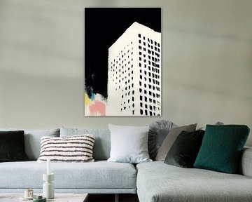 Diagonal white tower block by Niklas Maximilian