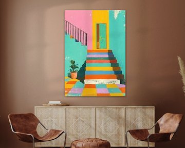 Colourful staircase to the door by Niklas Maximilian