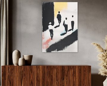 Abstrakte Straßenszene mit gehenden Männern von Niklas Maximilian