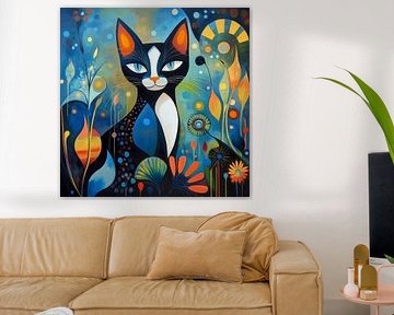 Mystische schwarz-weiße Katze von Jutta Maria Pusl